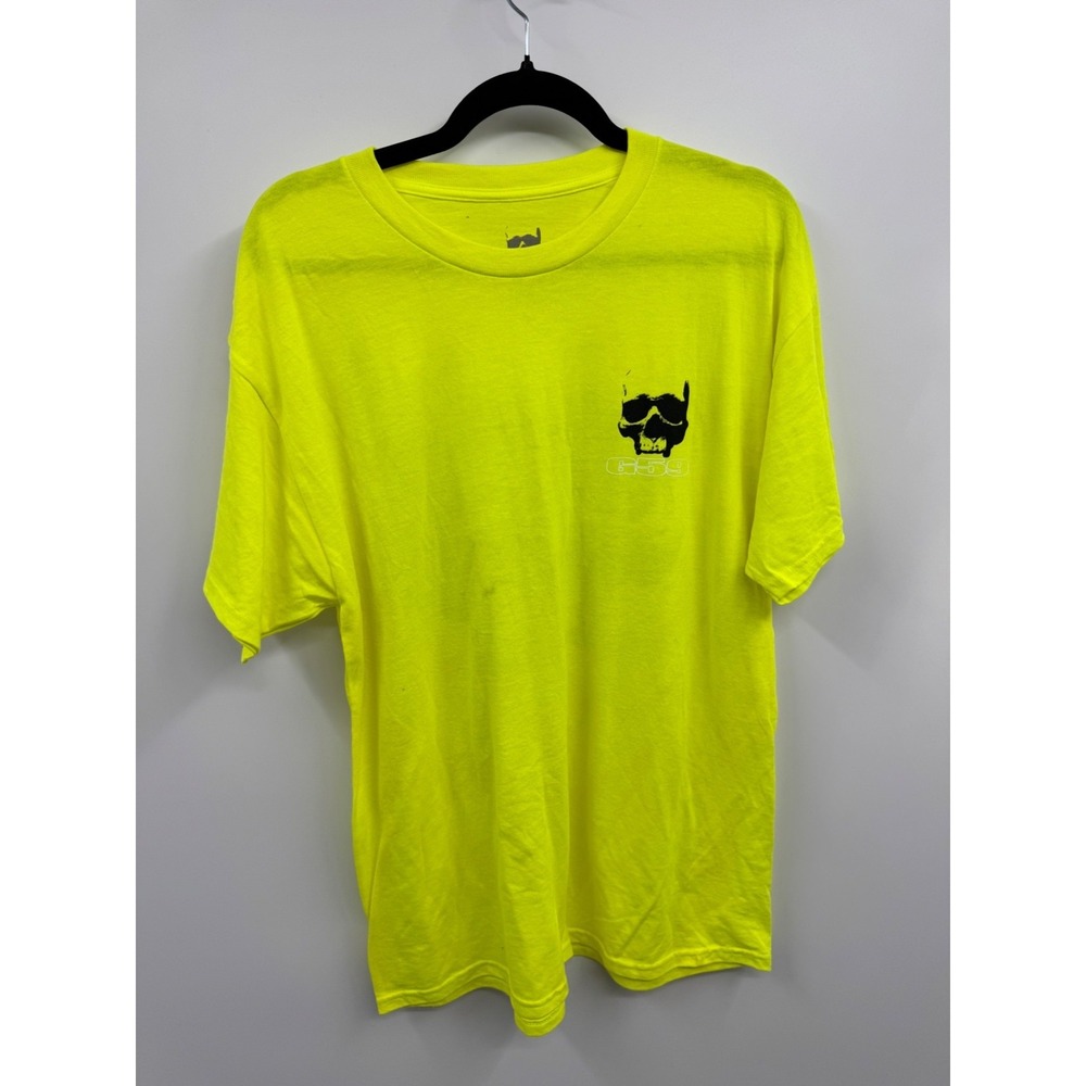 G59 T-Shirt Mens Large Neon Yellow 100% Cotton Skull Graphic Short Sleeve NWOT‎